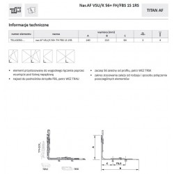 Narożnik AF VSU/K 56+ FH FBS 1S 1RS Siegenia Titan AF - ID TEUL5050